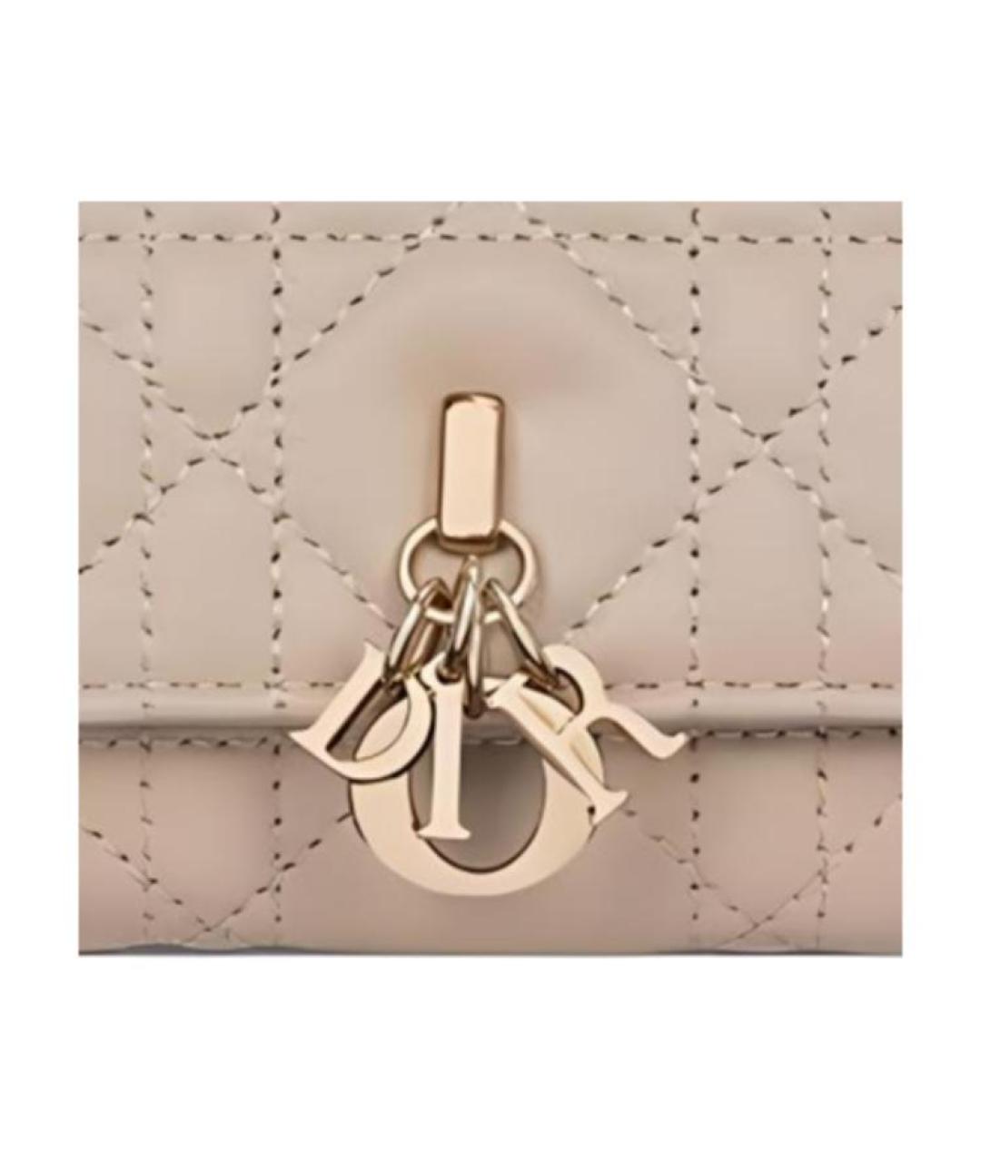CHRISTIAN DIOR Бежевый кожаный кошелек, фото 5