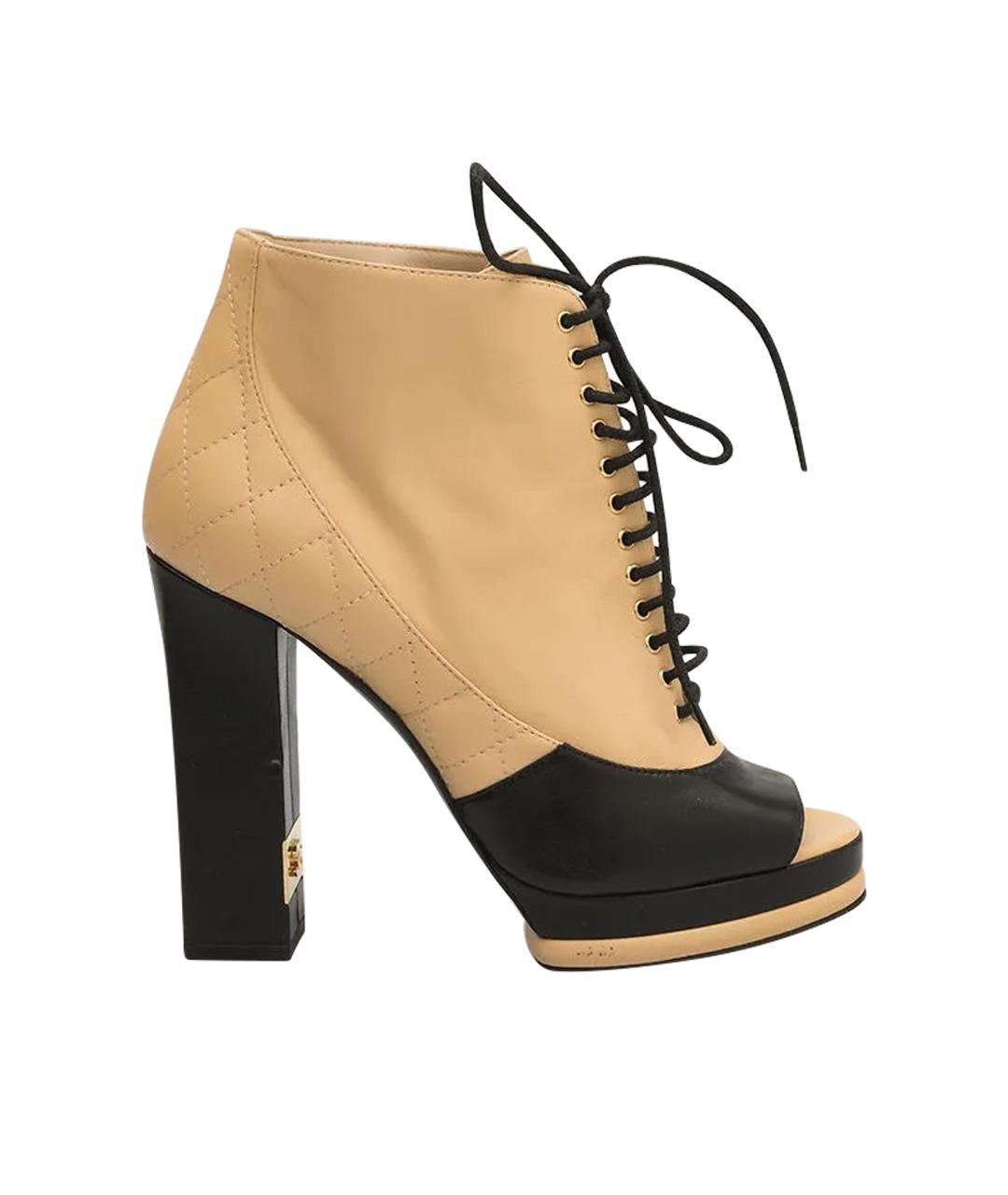 CHANEL Бежевые кожаные полусапоги, фото 1