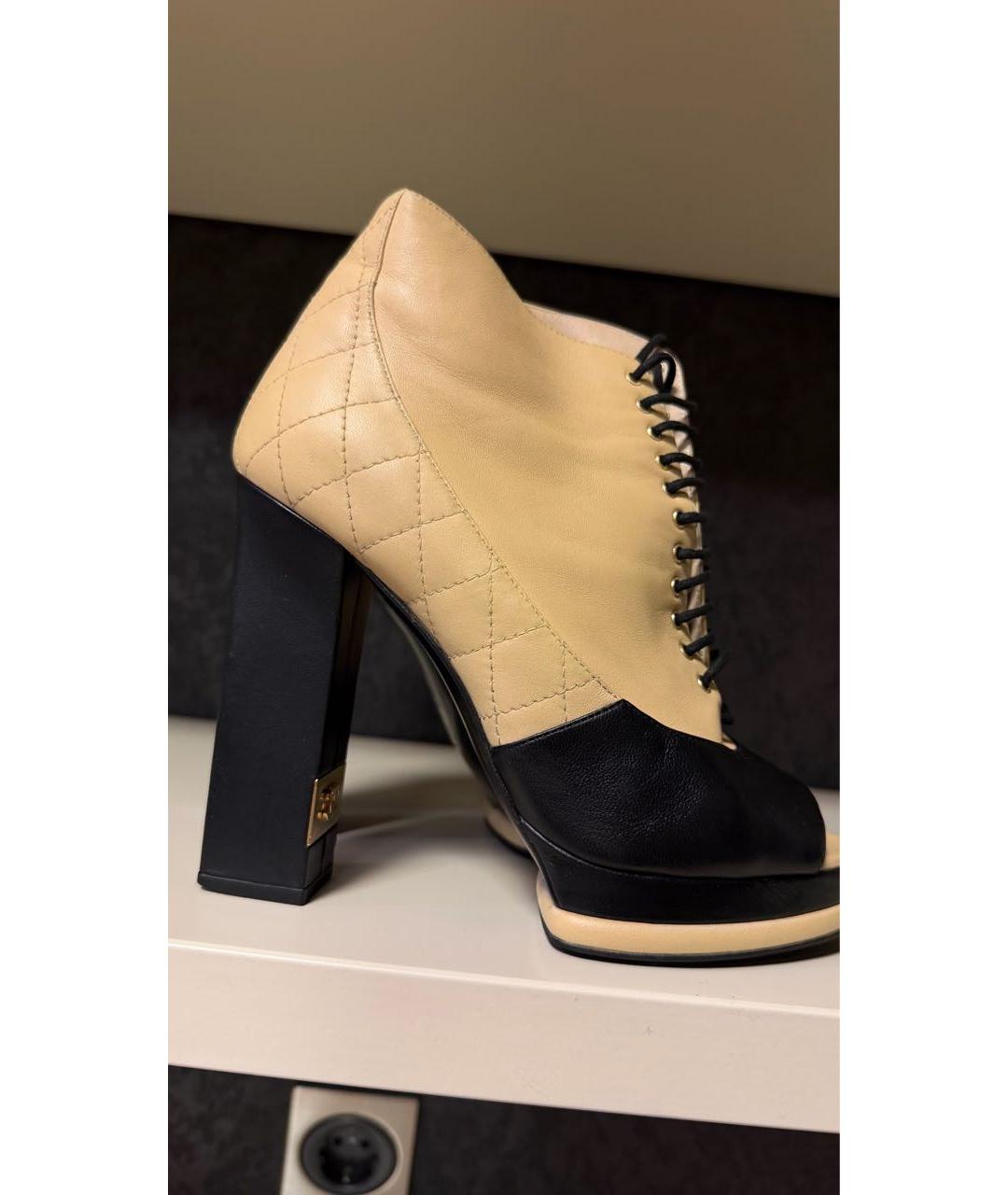 CHANEL Бежевые кожаные полусапоги, фото 5