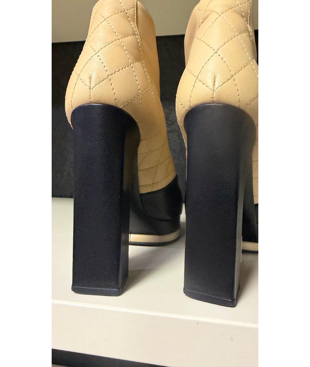 CHANEL Бежевые кожаные полусапоги, фото 4