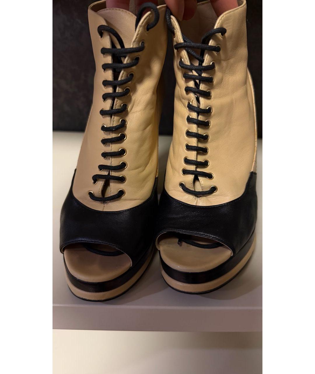 CHANEL Бежевые кожаные полусапоги, фото 2