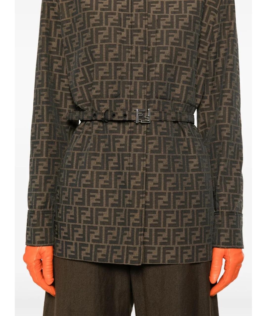 FENDI Коричневая полиэстеровая куртка, фото 5