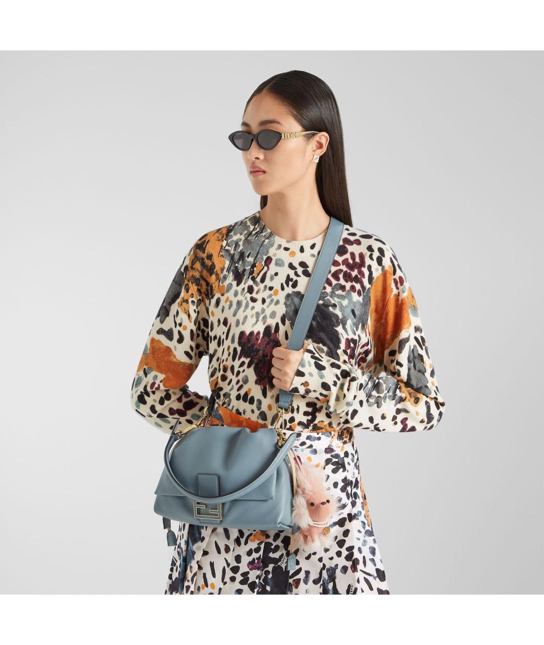 FENDI Голубая кожаная сумка через плечо, фото 3