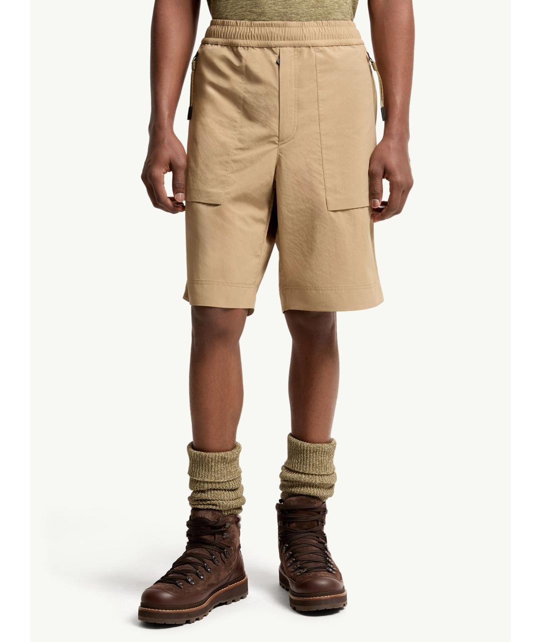 MONCLER Бежевые полиэстеровые шорты, фото 4