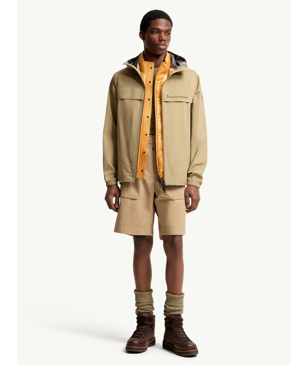 MONCLER Бежевые полиэстеровые шорты, фото 2