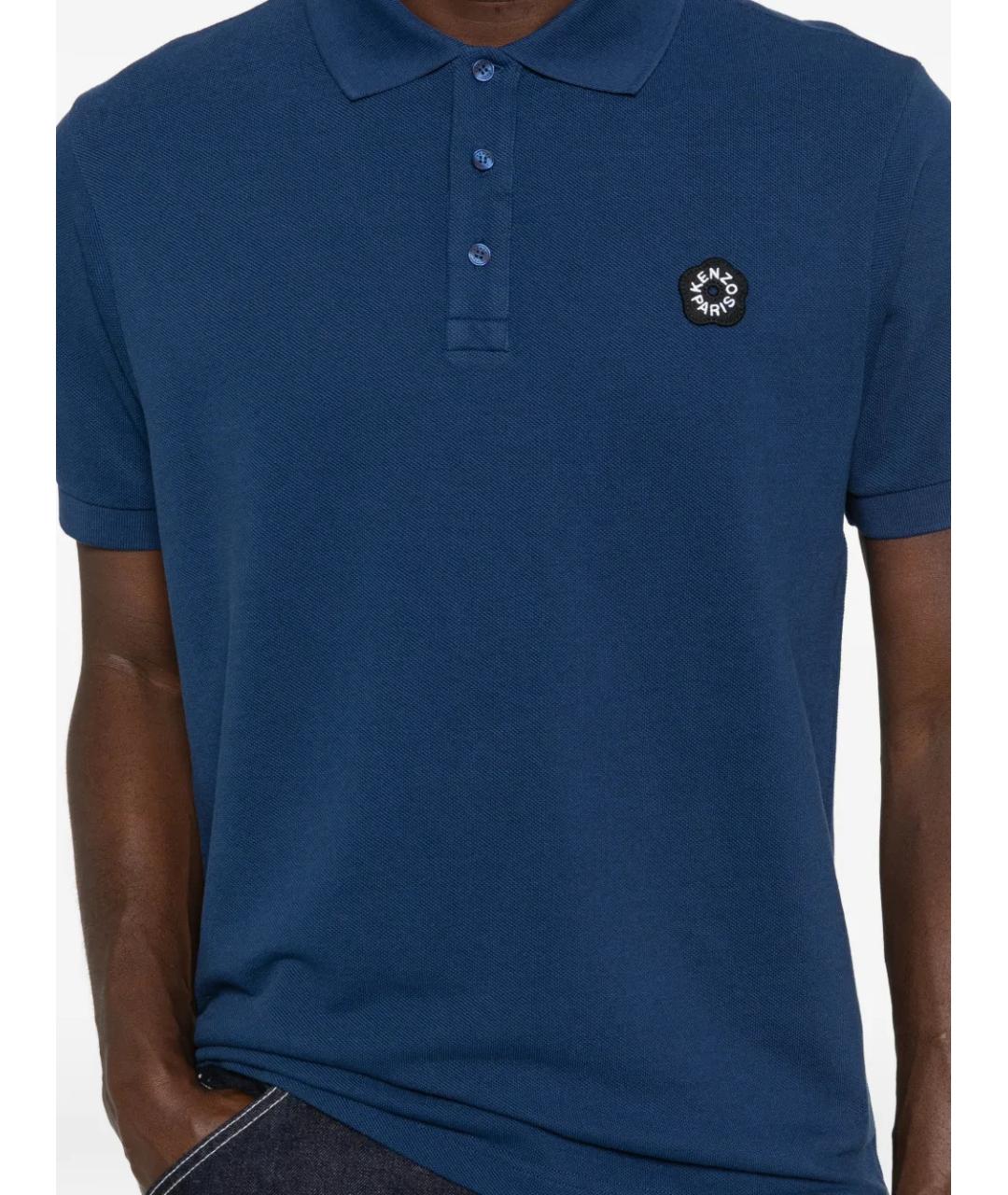 KENZO Синее хлопковое поло с коротким рукавом, фото 5