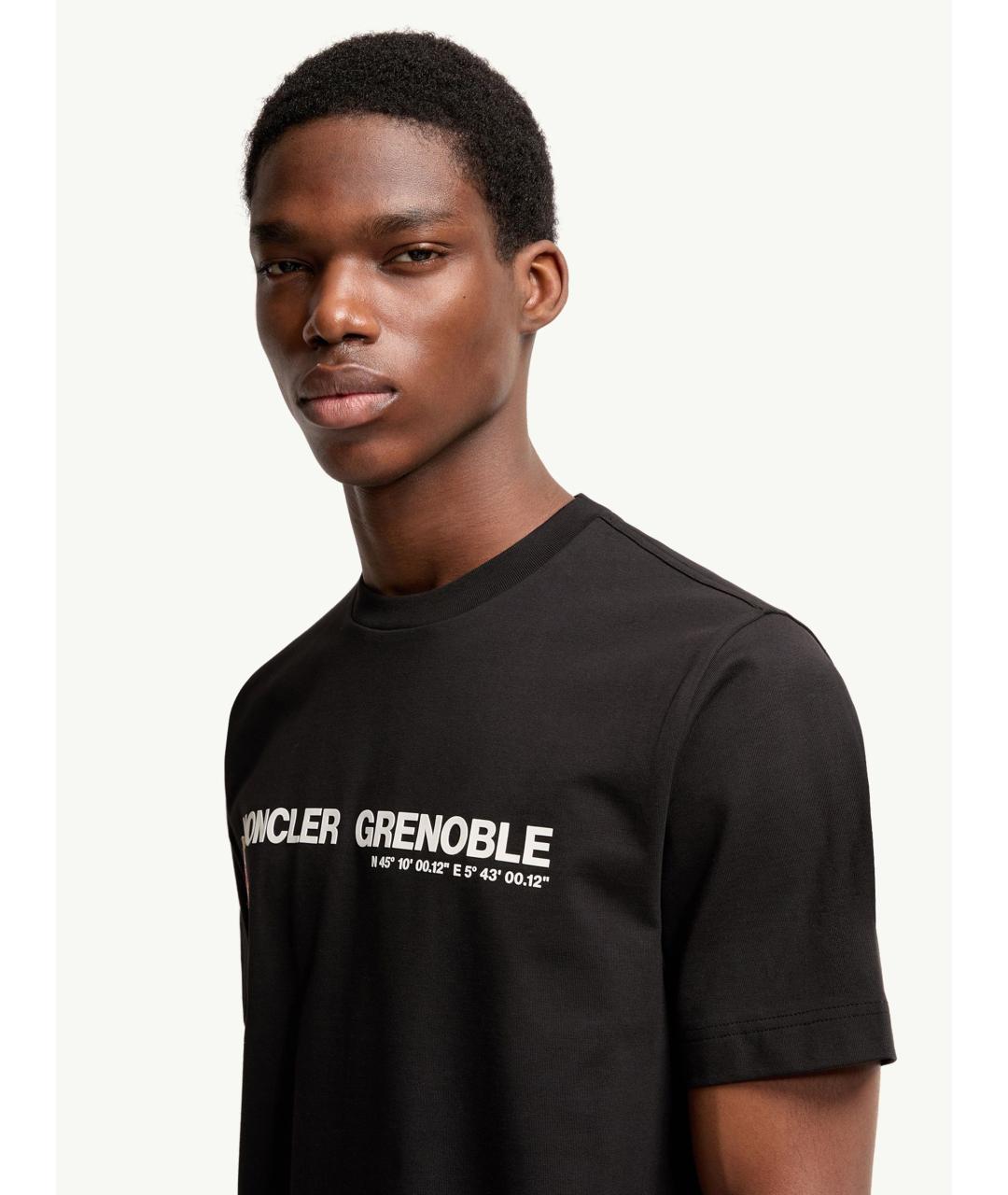 MONCLER Черная хлопковая футболка, фото 3