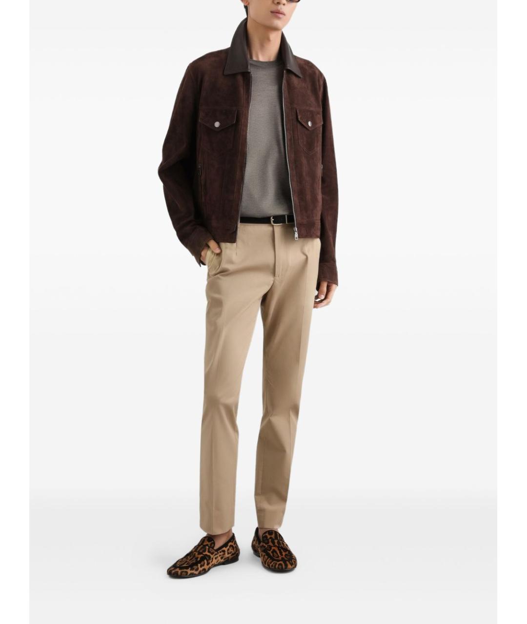 DOLCE&GABBANA Бежевые хлопковые повседневные брюки, фото 2