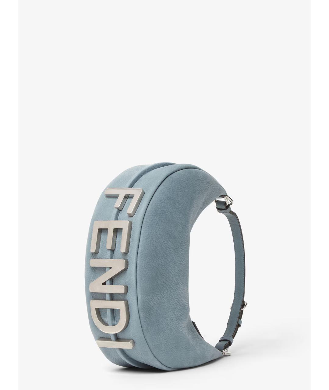 FENDI Синяя кожаная сумка с короткими ручками, фото 3