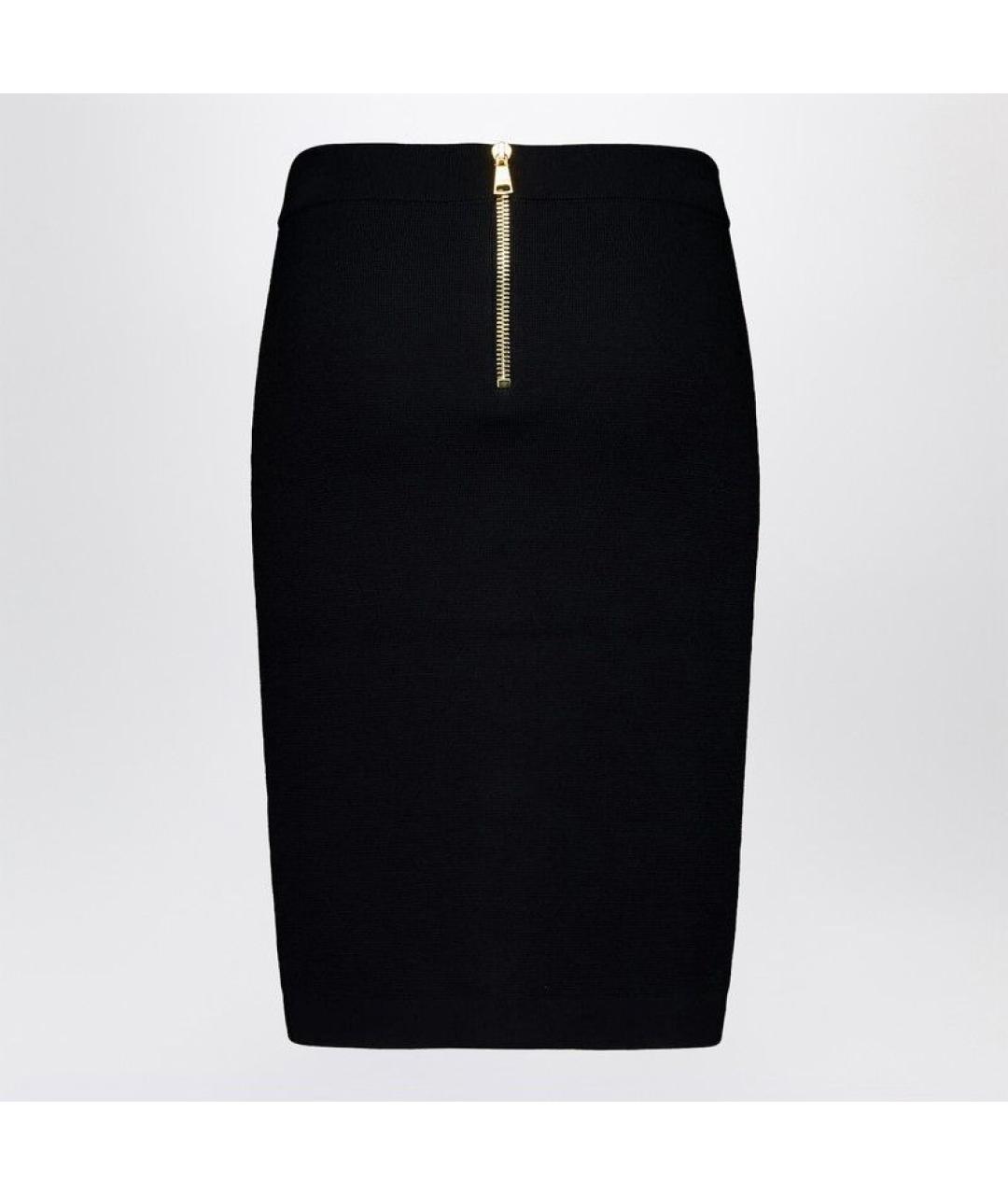 BALMAIN Черная вискозная юбка миди, фото 2