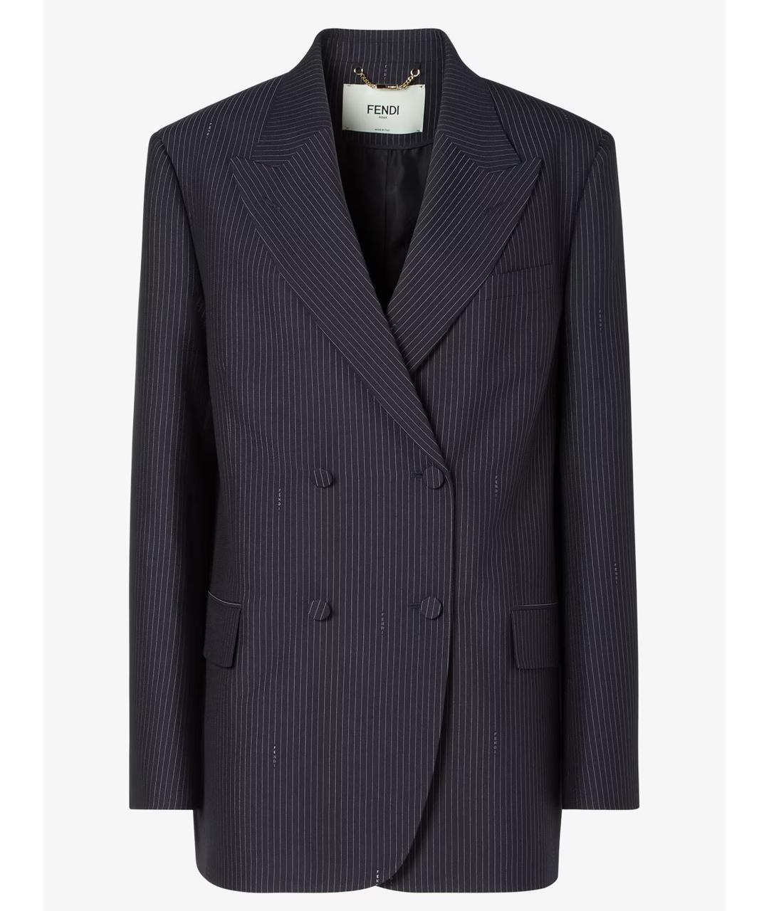 FENDI Темно-синий шерстяной жакет/пиджак, фото 5