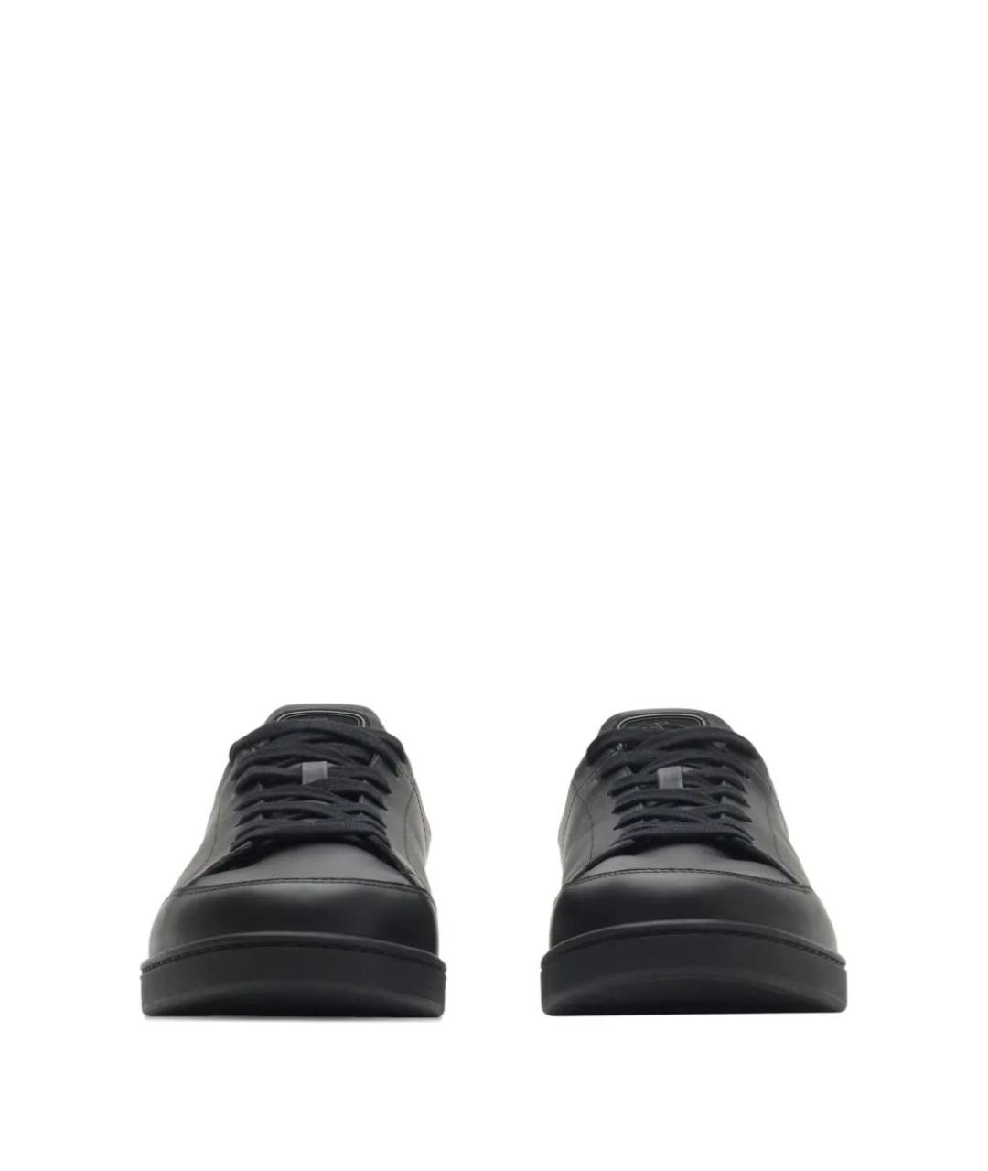 BURBERRY Черные кожаные низкие кроссовки / кеды, фото 2