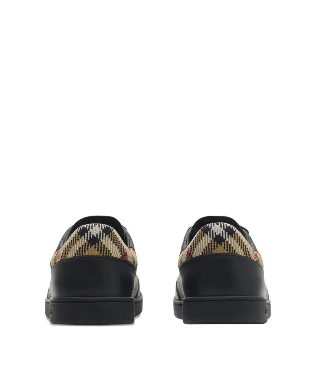 BURBERRY Черные кожаные низкие кроссовки / кеды, фото 3