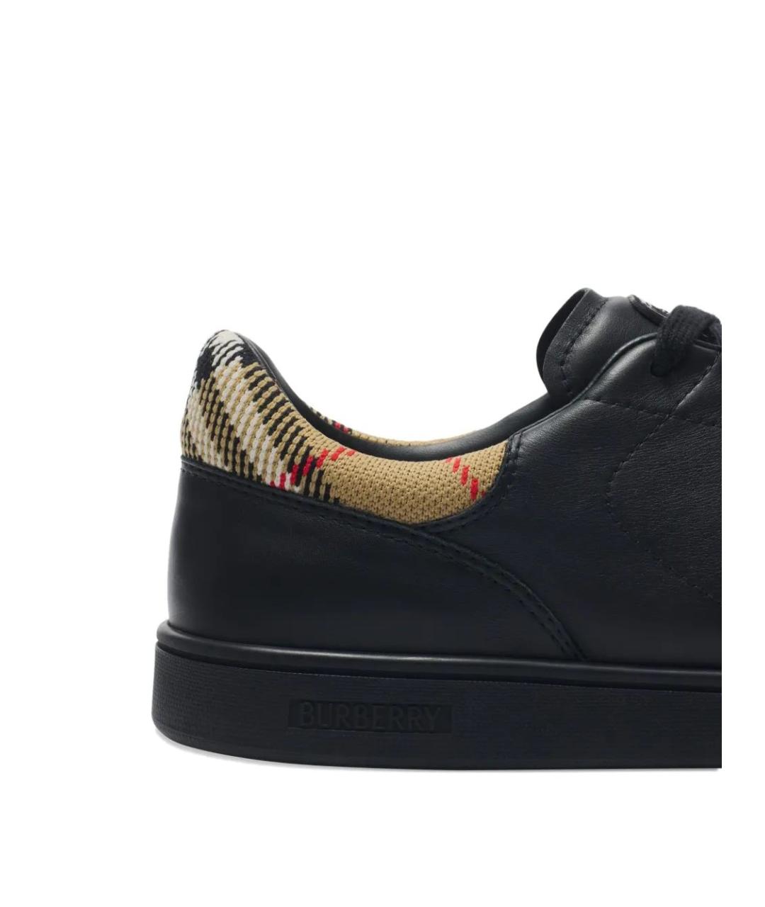 BURBERRY Черные кожаные низкие кроссовки / кеды, фото 5