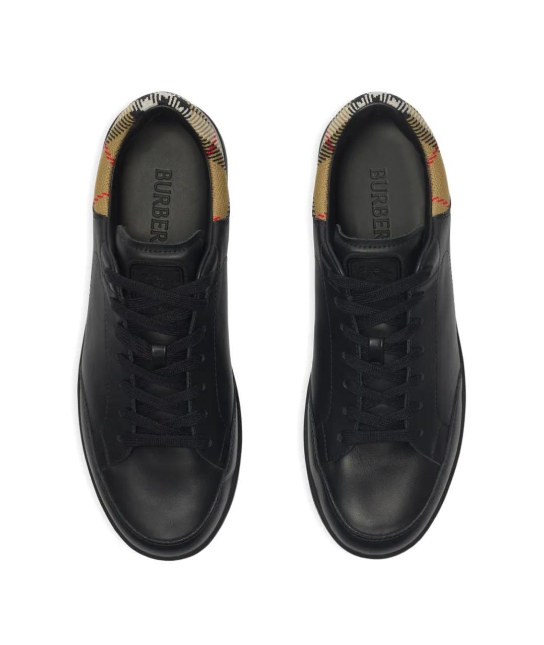 BURBERRY Черные кожаные низкие кроссовки / кеды, фото 4