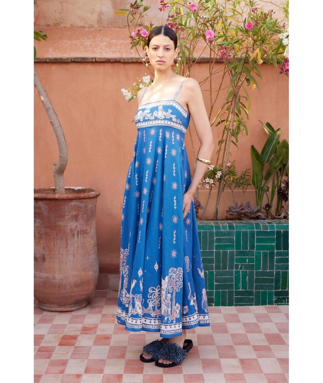 Alemais Синее льняное повседневное платье, фото 3