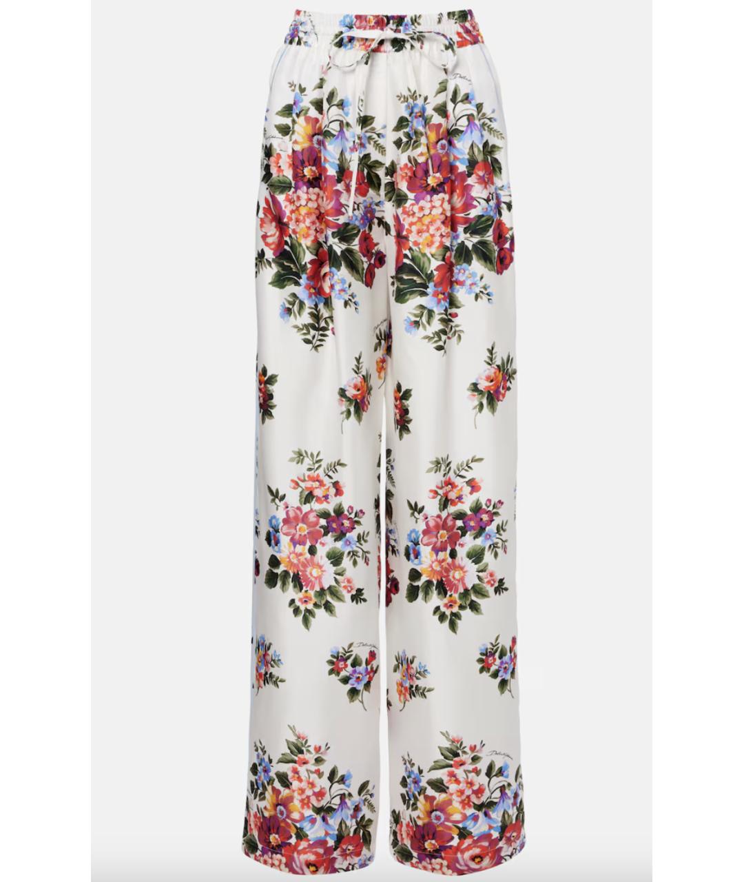 DOLCE&GABBANA Белые шелковые прямые брюки, фото 6