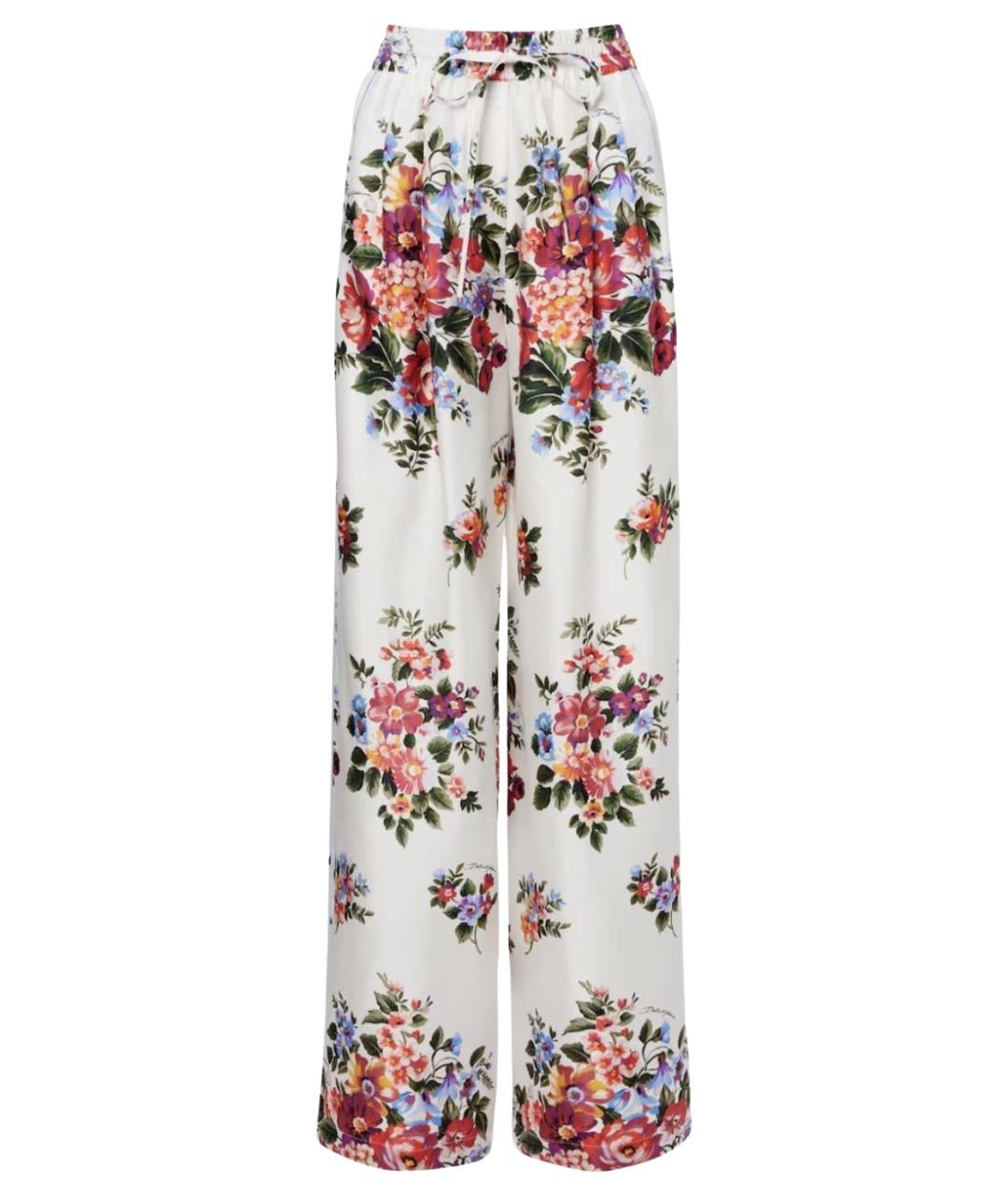 DOLCE&GABBANA Белые шелковые прямые брюки, фото 1