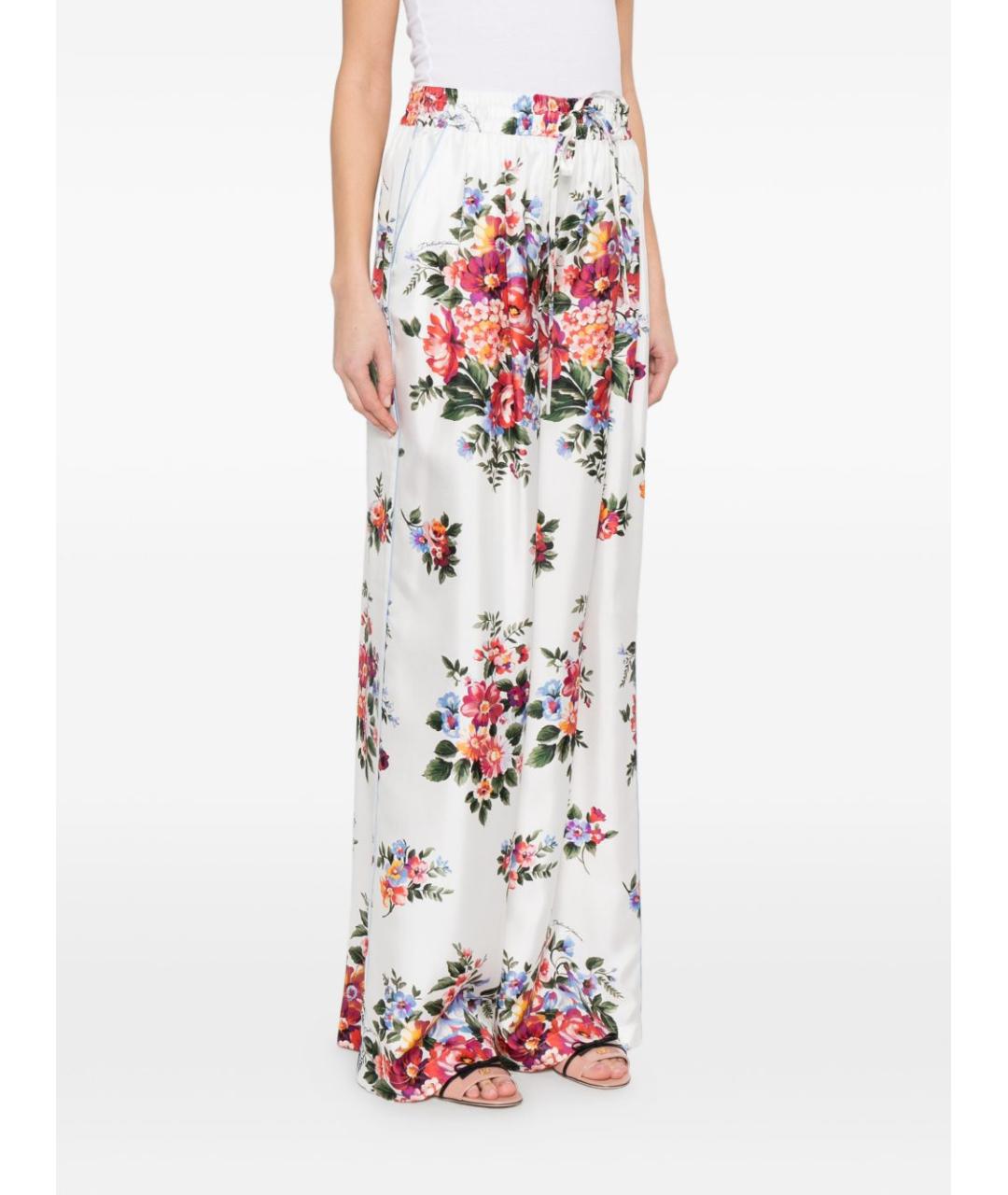 DOLCE&GABBANA Белые шелковые прямые брюки, фото 2