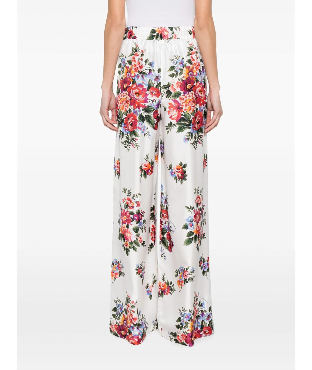 DOLCE&GABBANA Белые шелковые прямые брюки, фото 4
