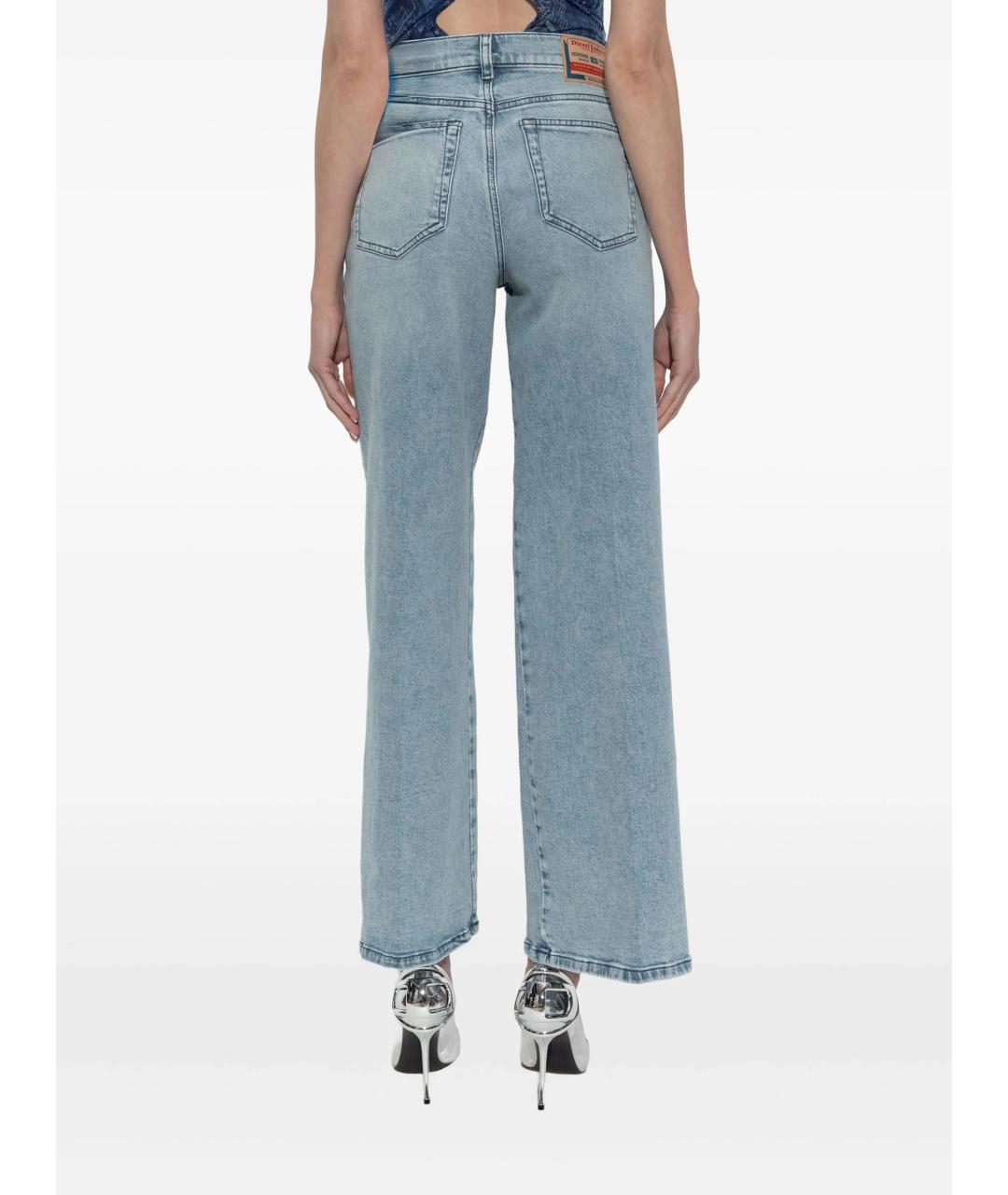 DIESEL Голубые хлопковые прямые джинсы, фото 4