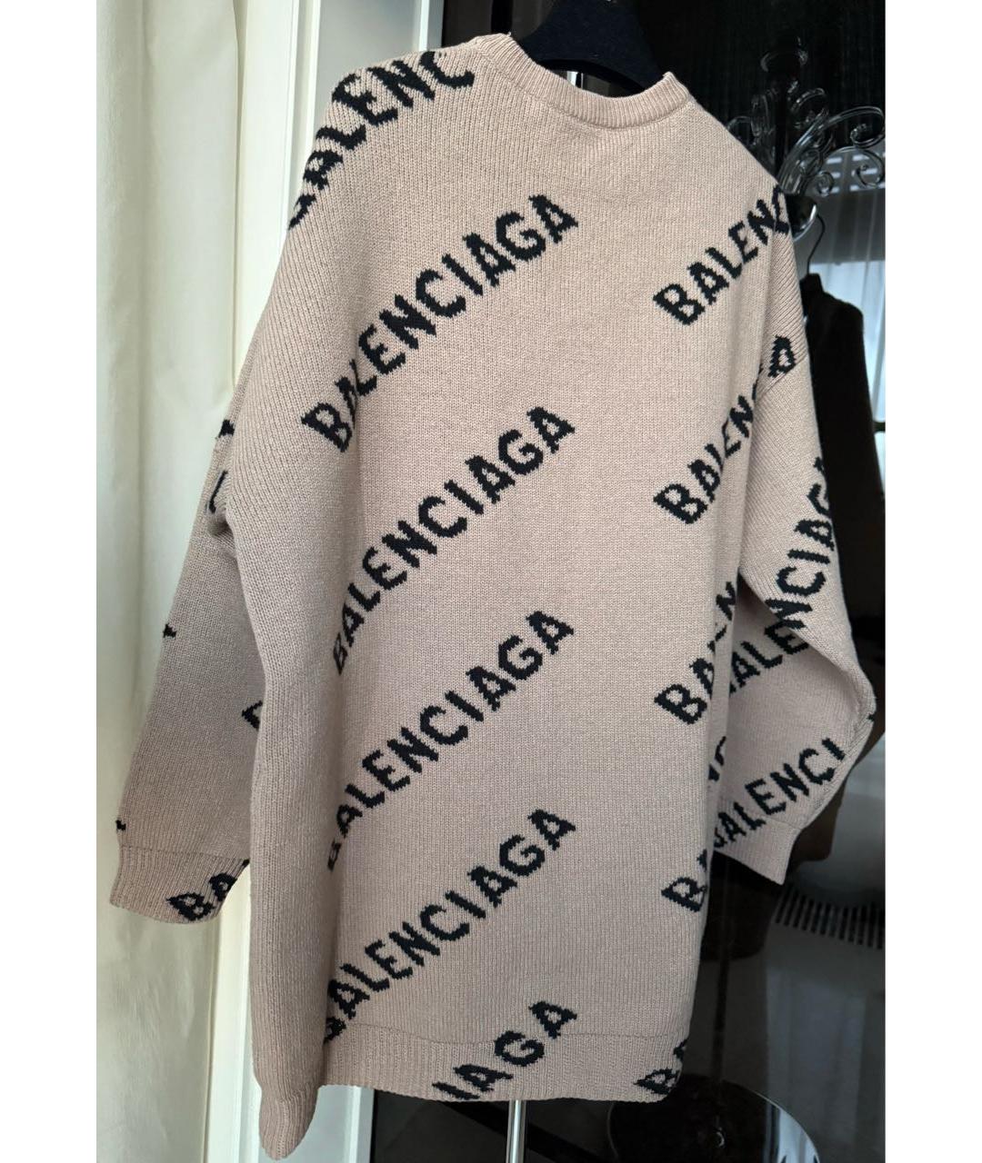 BALENCIAGA Бежевый шерстяной джемпер / свитер, фото 2