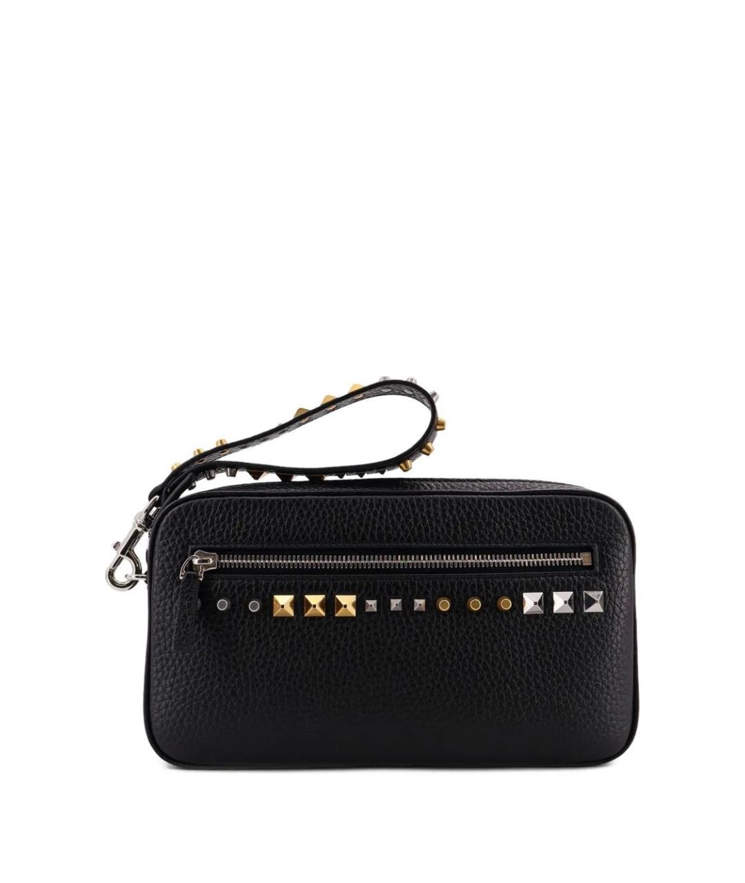 VALENTINO Черная кожаная барсетка, фото 1