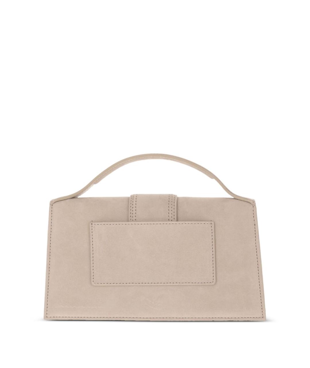 JACQUEMUS Белая замшевая сумка с короткими ручками, фото 4