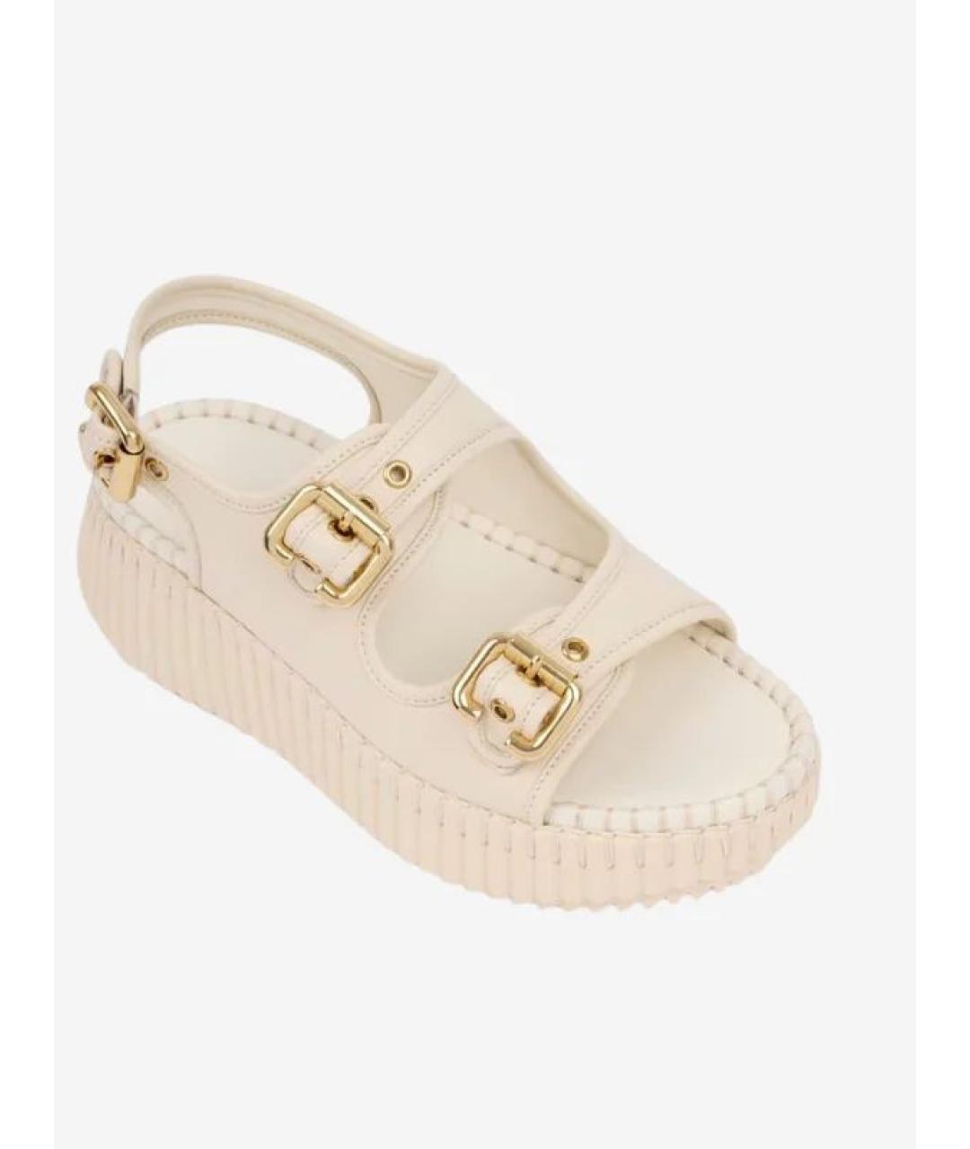 CHLOE Бежевые кожаные сандалии, фото 2