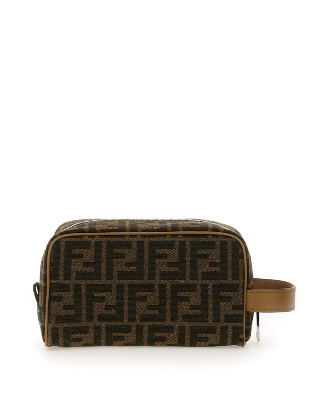 FENDI Коричневая жаккардовая барсетка, фото 6