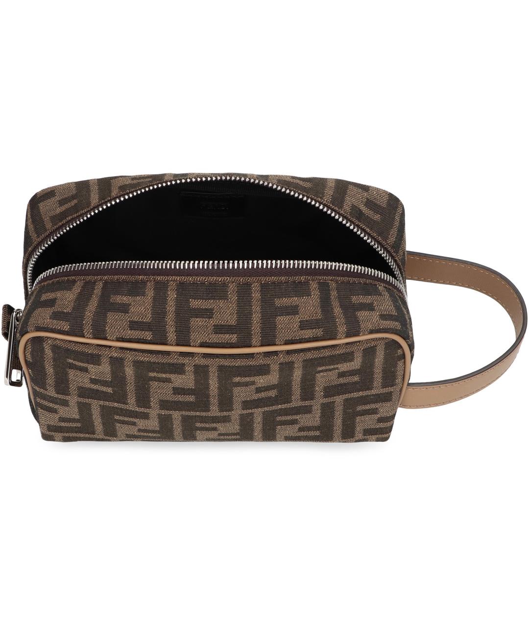 FENDI Коричневая жаккардовая барсетка, фото 5