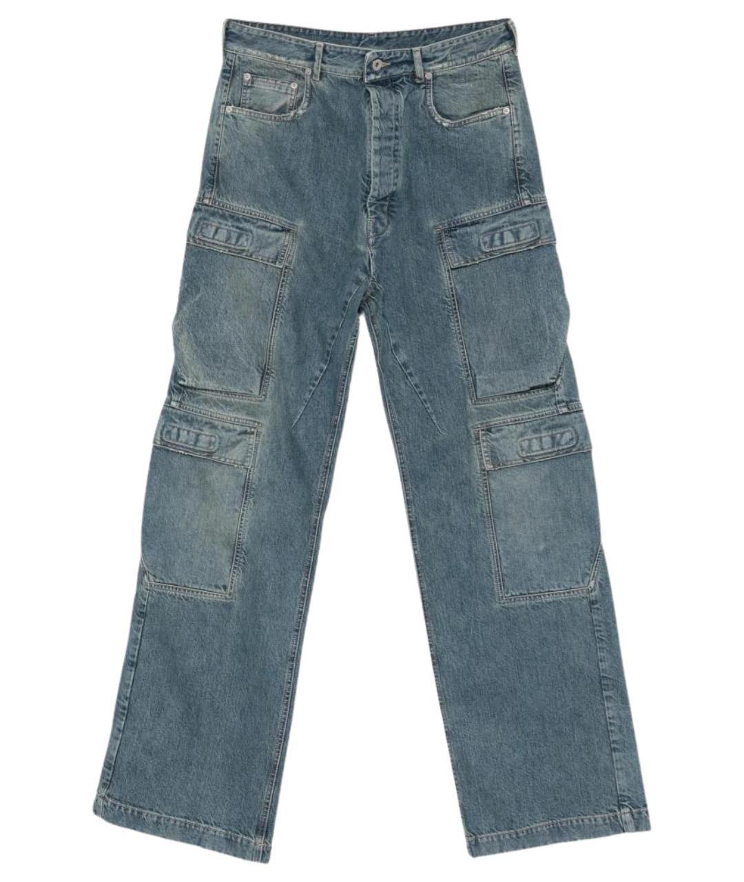 RICK OWENS DRKSHDW Синие хлопковые прямые джинсы, фото 1