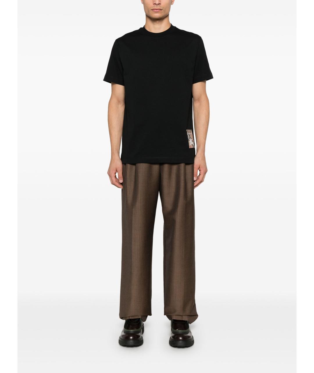 BURBERRY Черная хлопковая футболка, фото 2