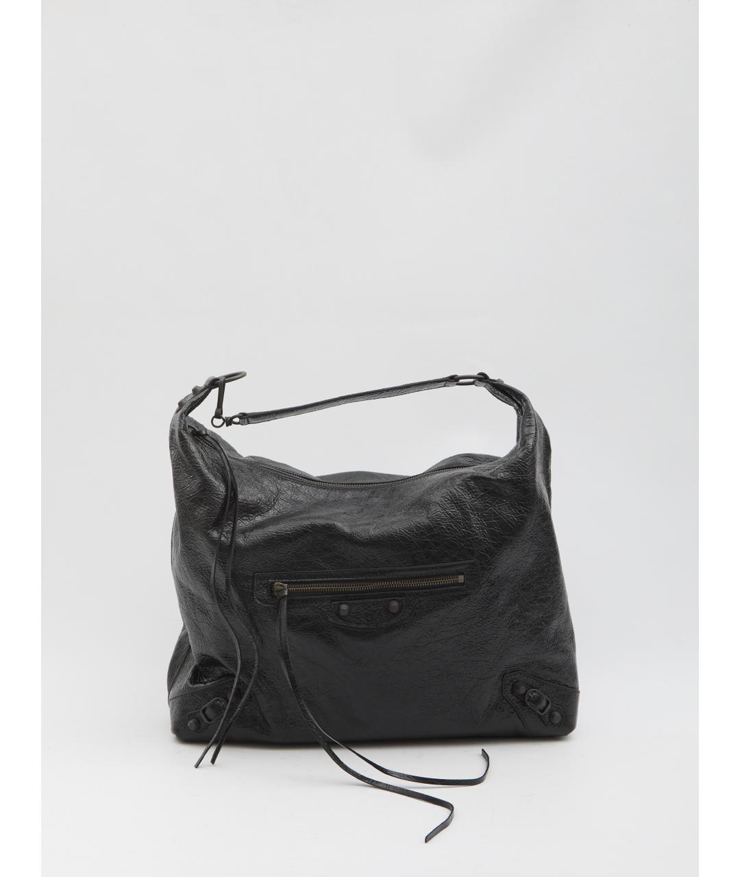 BALENCIAGA Черная кожаная сумка тоут, фото 5