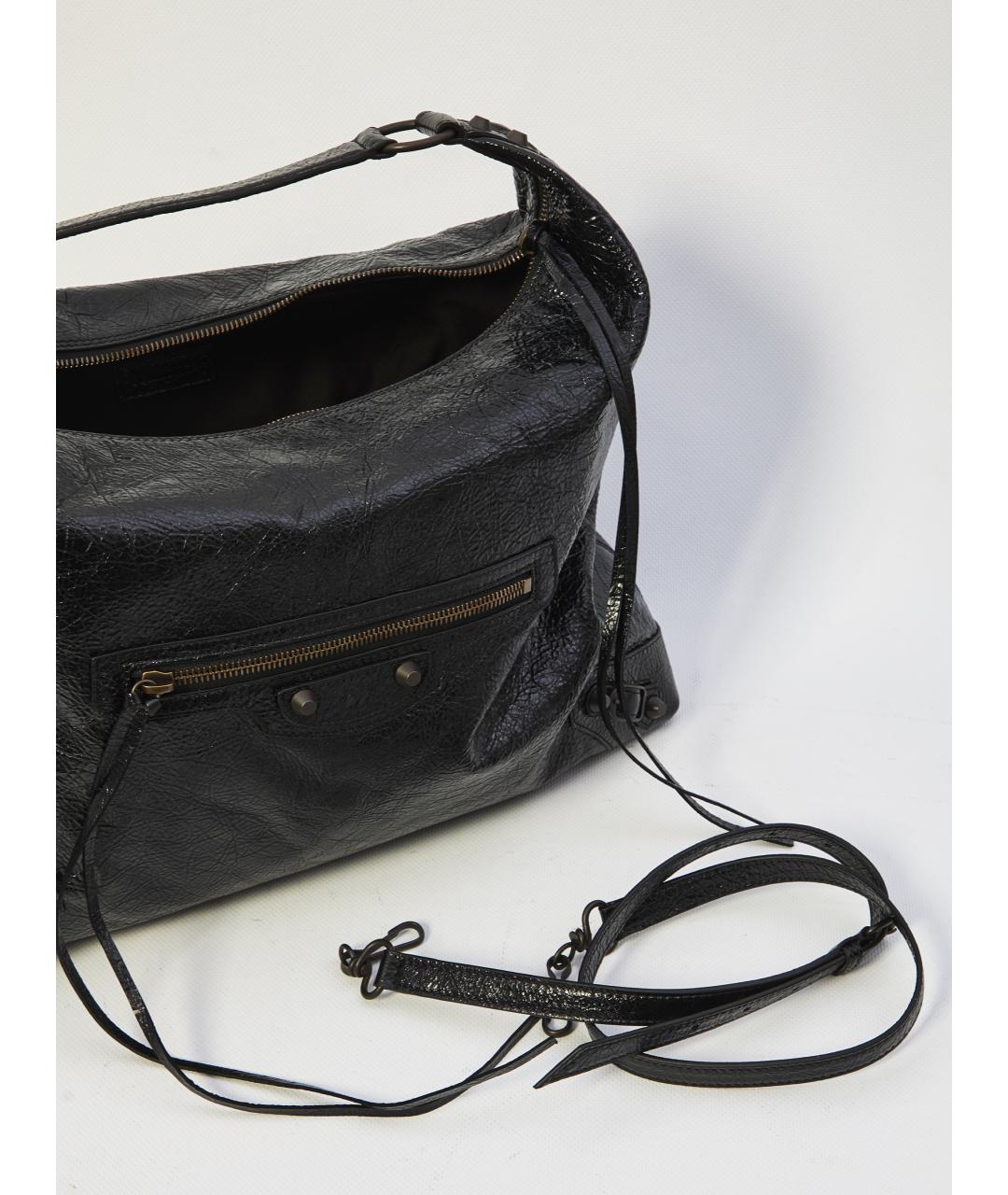 BALENCIAGA Черная кожаная сумка тоут, фото 4