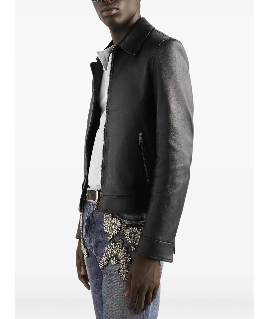 DOLCE&GABBANA Черная кожаная куртка, фото 5