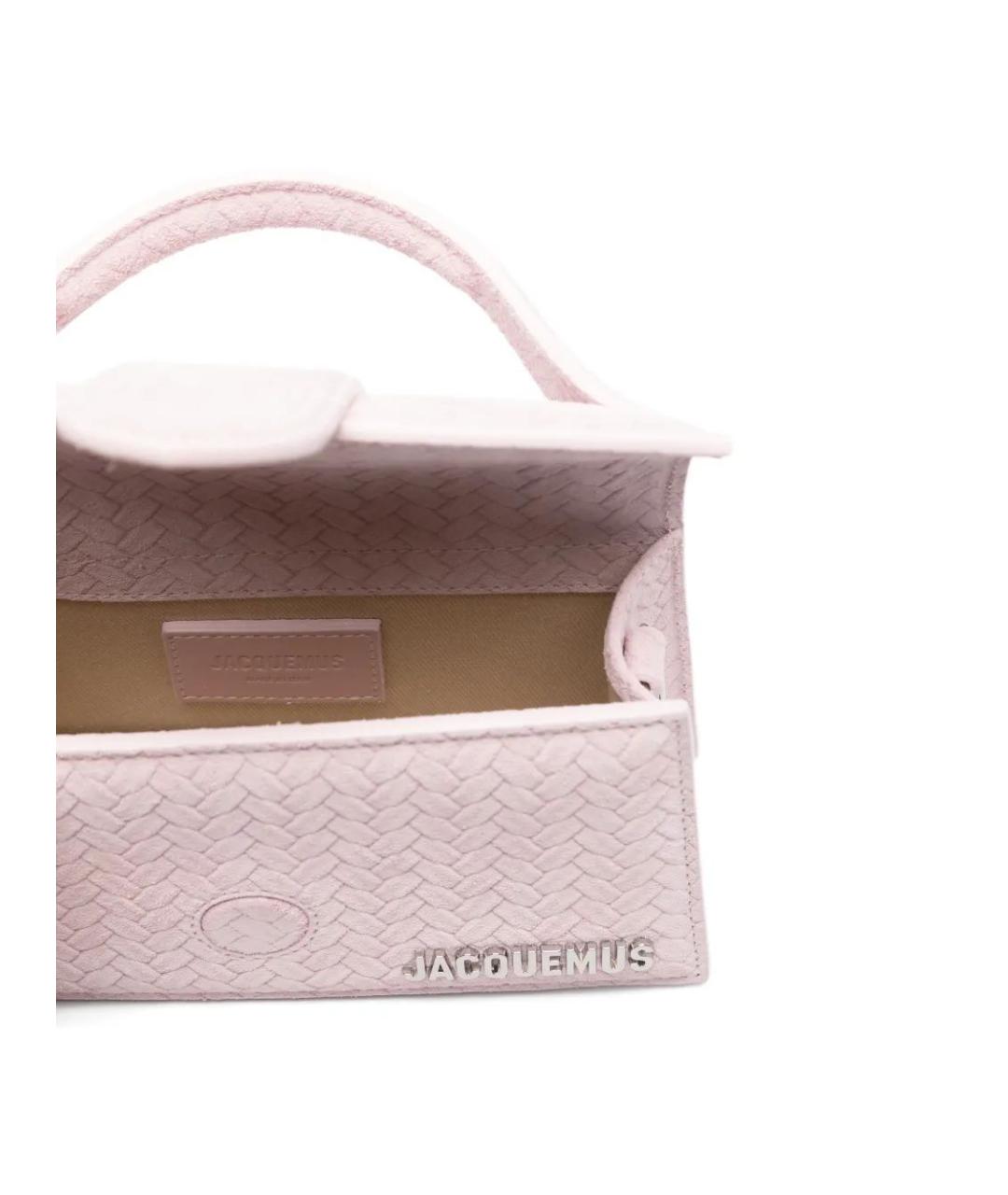 JACQUEMUS Розовая кожаная сумка с короткими ручками, фото 5