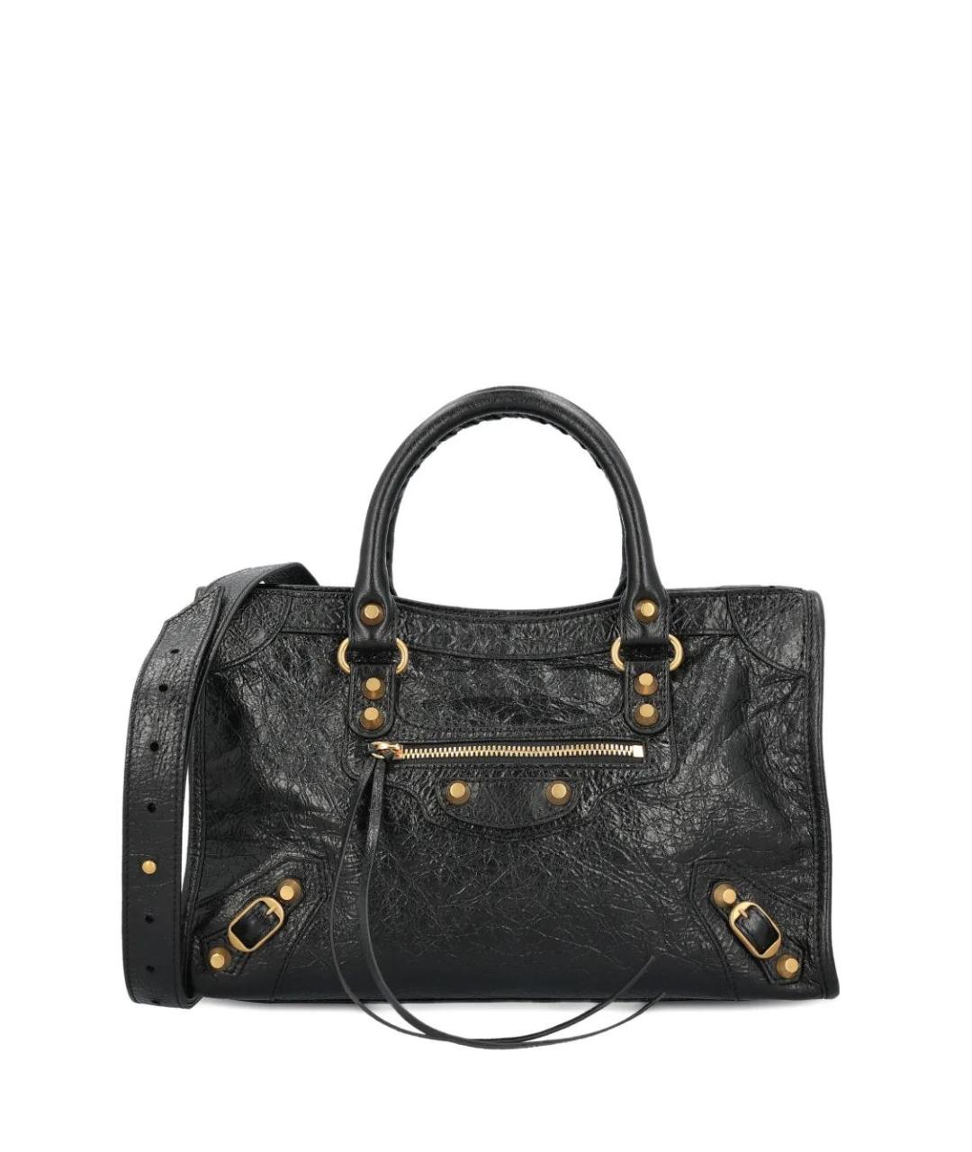 BALENCIAGA Черная кожаная сумка тоут, фото 1