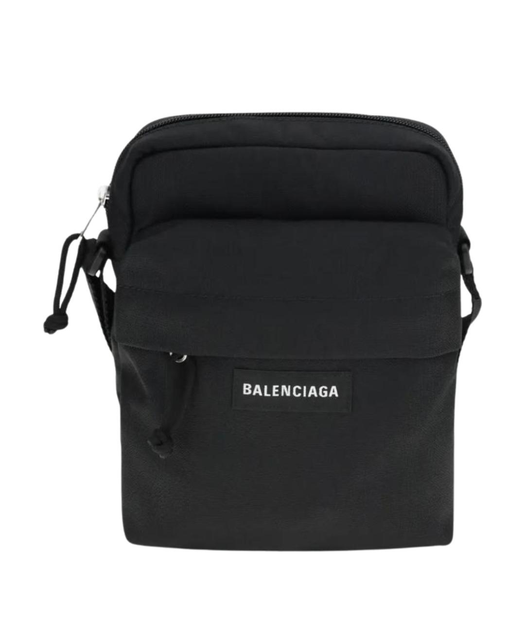 BALENCIAGA Черная тканевая сумка на плечо, фото 1