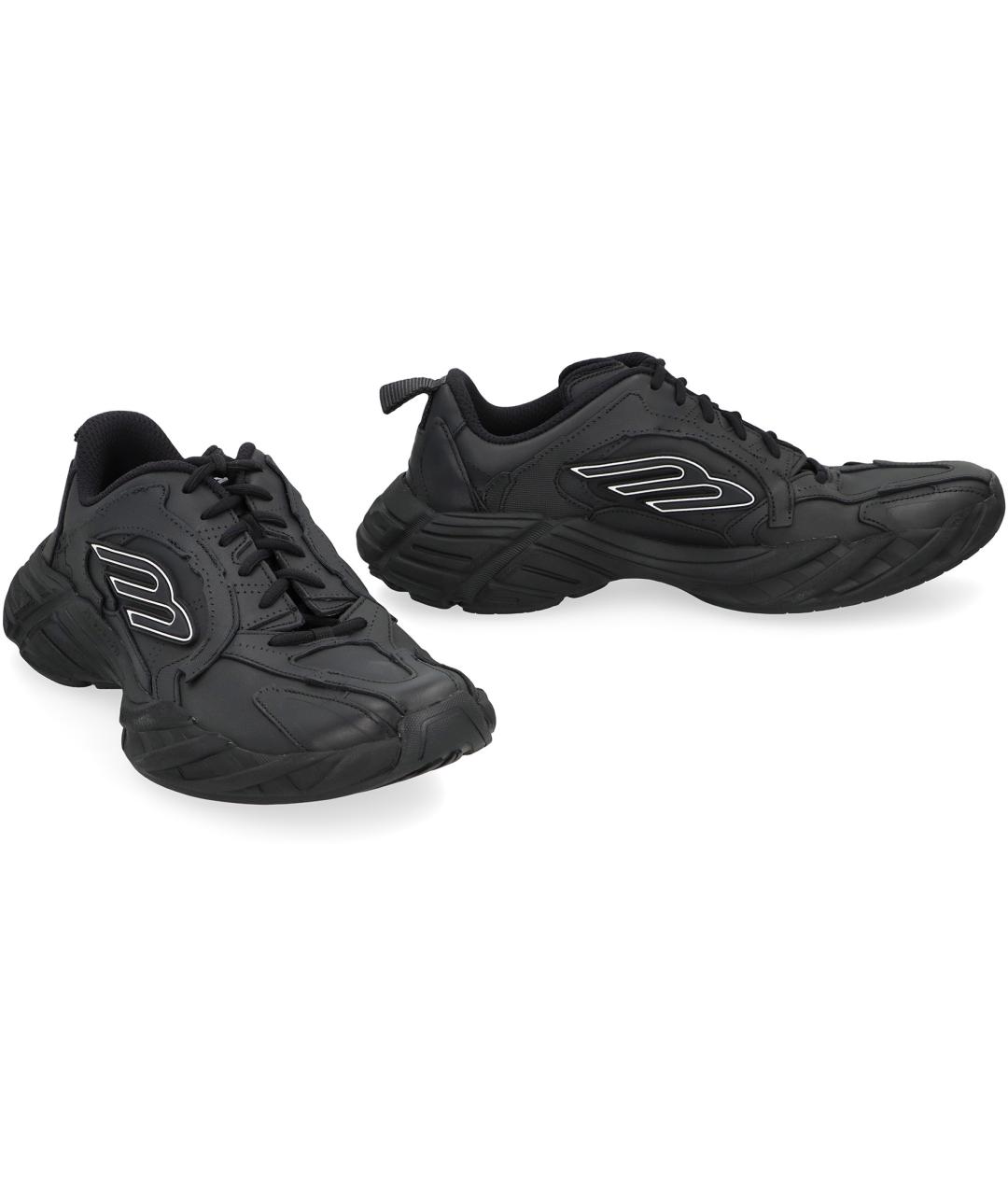 BALENCIAGA Черные кожаные низкие кроссовки / кеды, фото 3