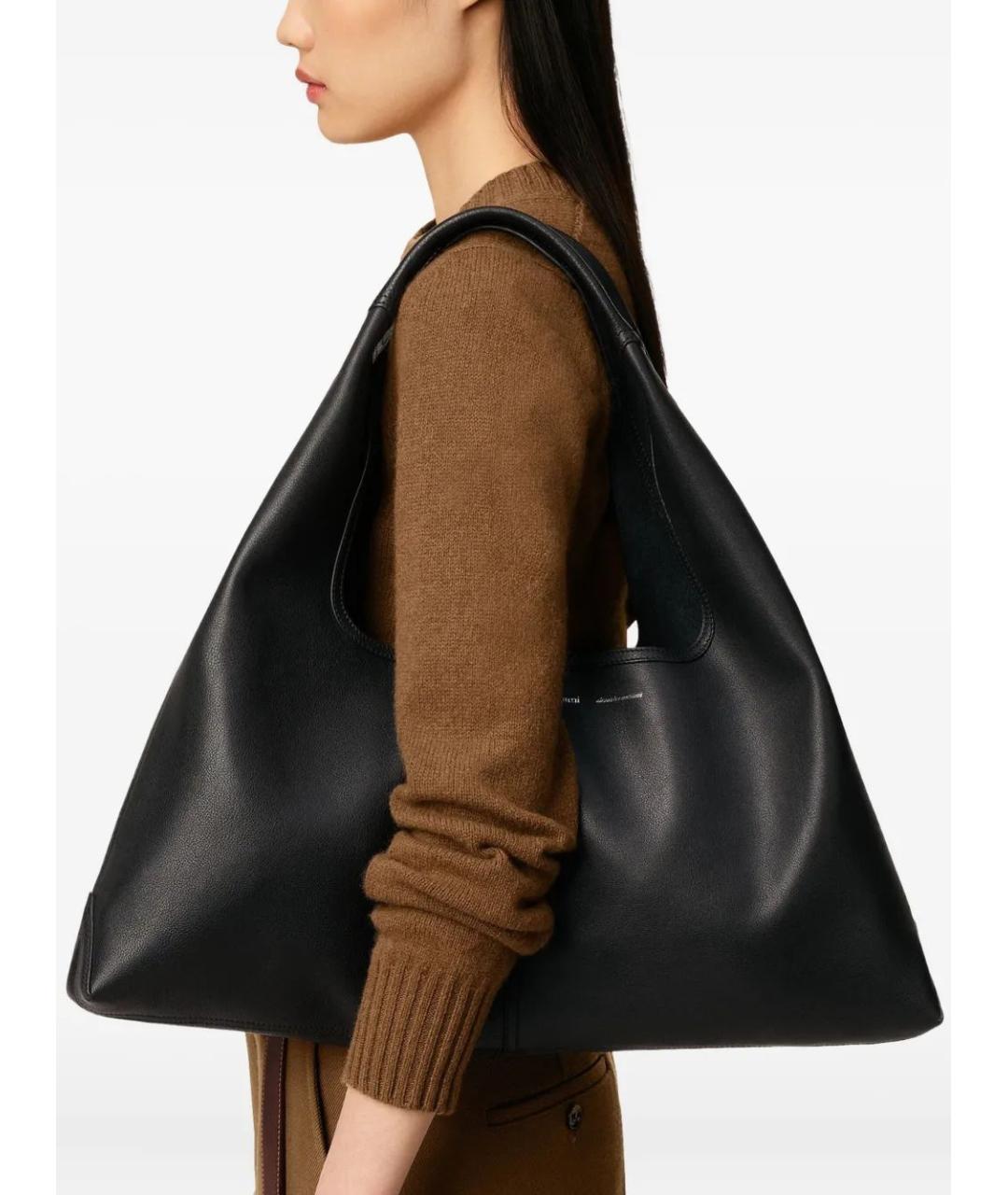 Ami Paris Черная кожаная сумка через плечо, фото 2