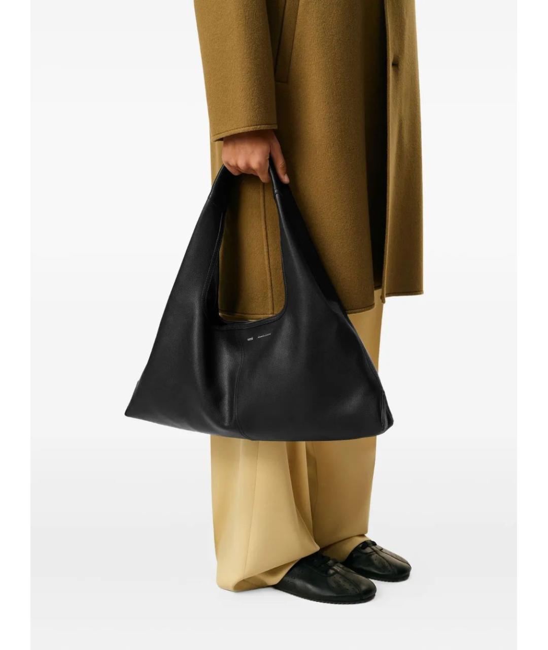 Ami Paris Черная кожаная сумка через плечо, фото 5