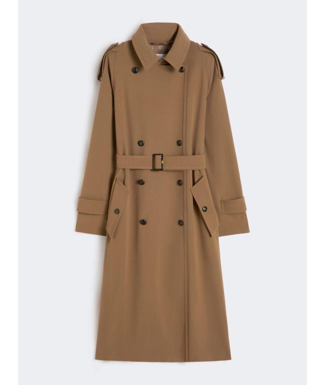 MAX MARA Коричневый шерстяной тренч/плащ, фото 6
