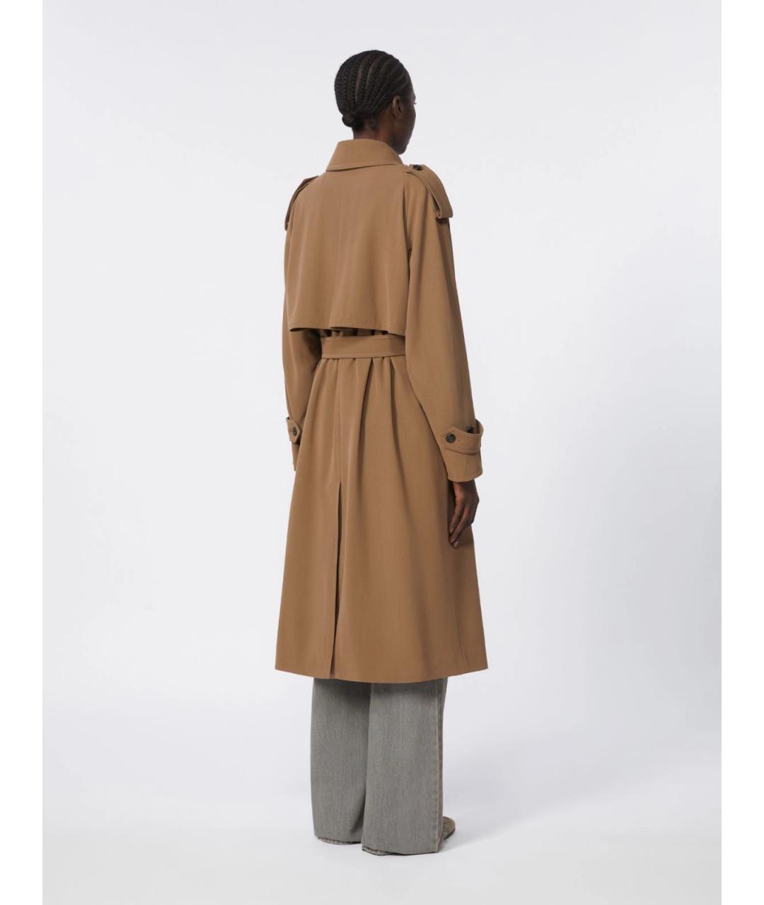 MAX MARA Коричневый шерстяной тренч/плащ, фото 4