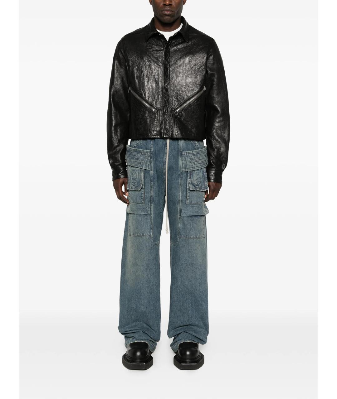 RICK OWENS DRKSHDW Синие хлопковые прямые джинсы, фото 2