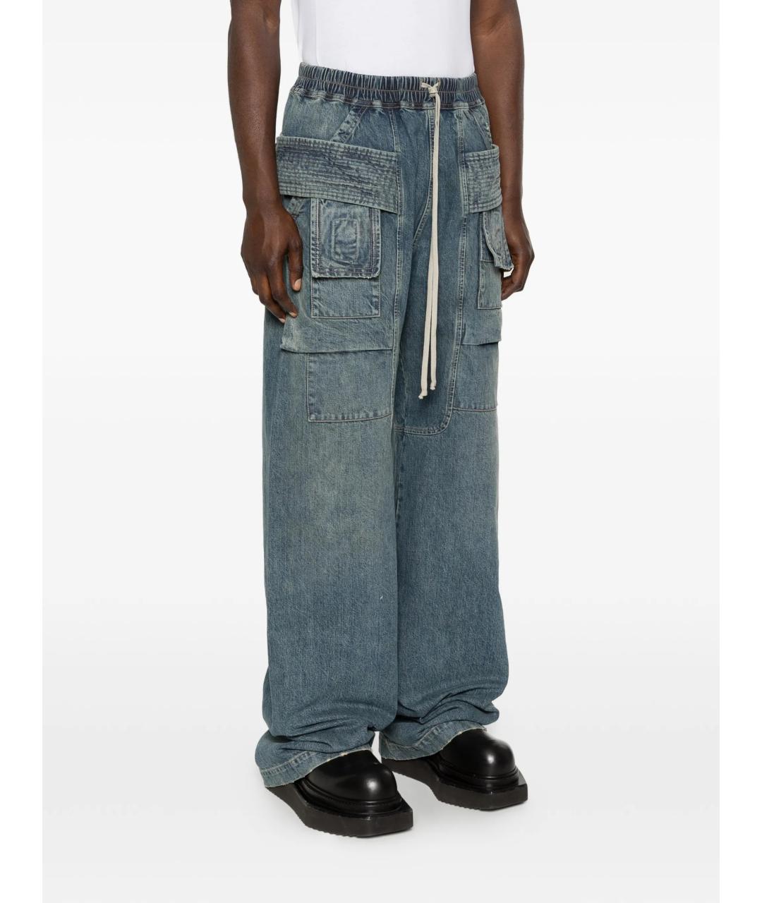RICK OWENS DRKSHDW Синие хлопковые прямые джинсы, фото 3