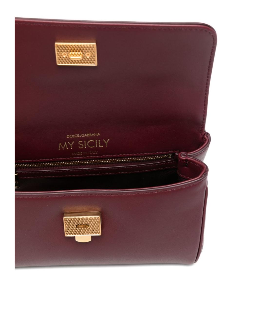DOLCE&GABBANA Бордовая кожаная сумка с короткими ручками, фото 3