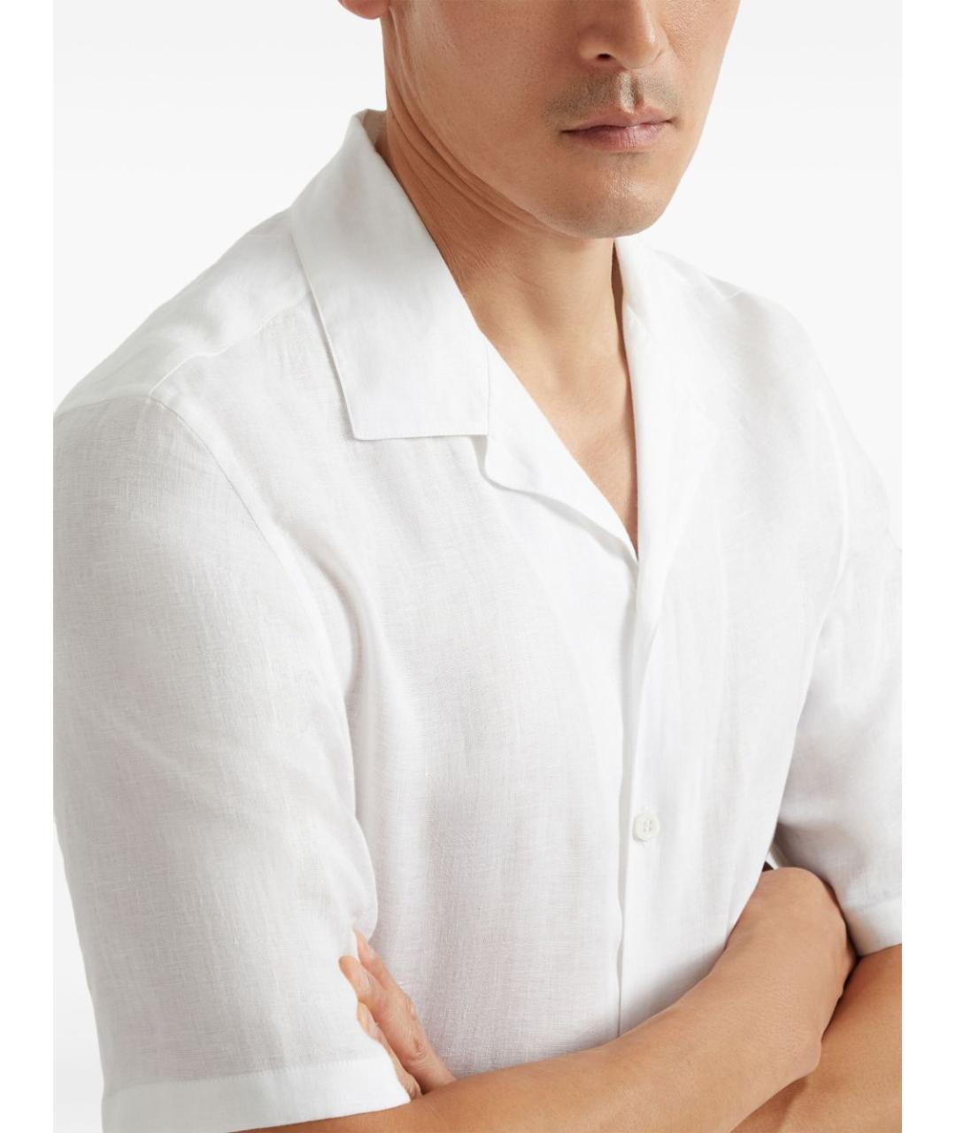 BRUNELLO CUCINELLI Белая льняная кэжуал рубашка, фото 4