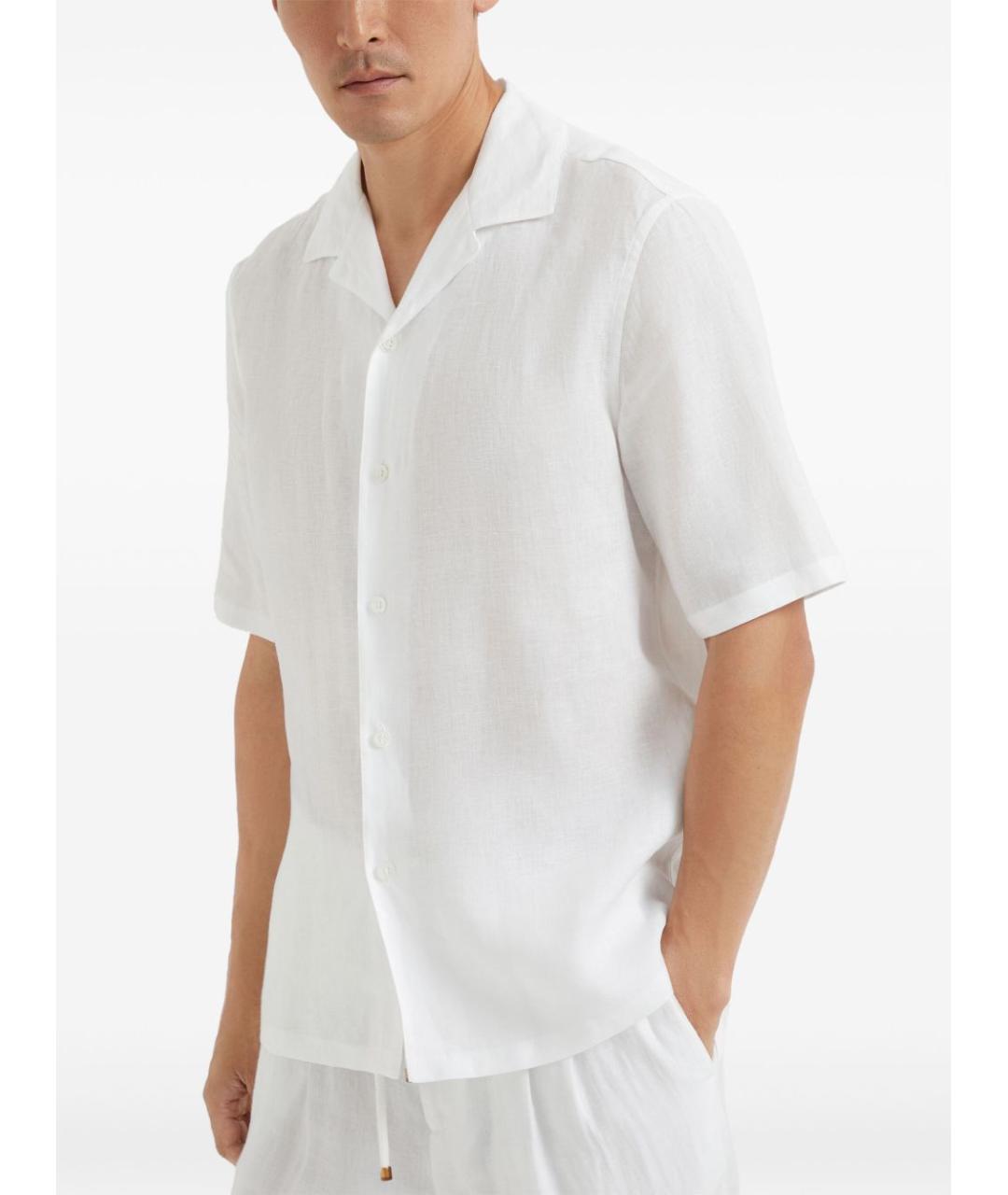 BRUNELLO CUCINELLI Белая льняная кэжуал рубашка, фото 5