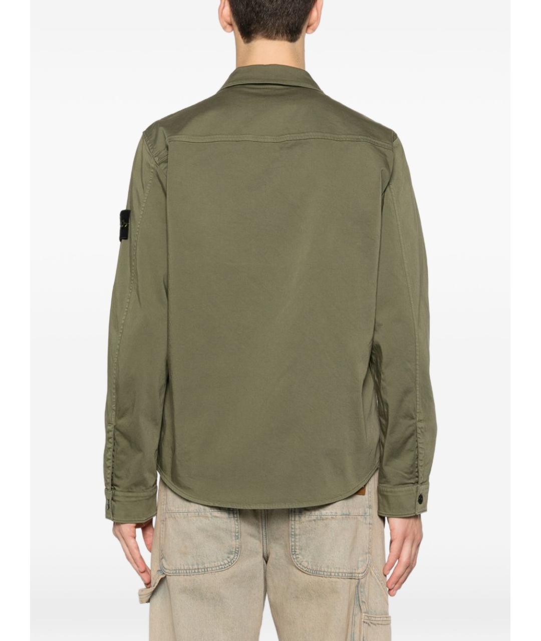 STONE ISLAND Хаки хлопковая кэжуал рубашка, фото 5